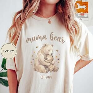 Mama Bear Shirt, Cute Mama Bear Hugging Cub Tee, S Mom Gift, Mothers